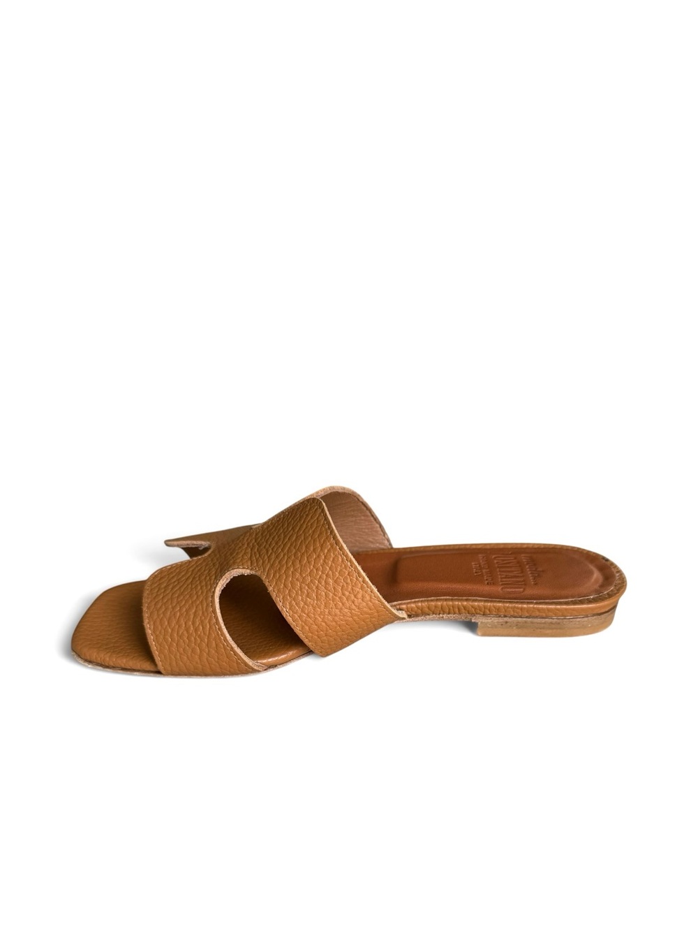 Oran Style Sandals Tan Leather Italian Slides by Moda Positanos - Picture 7 of 11